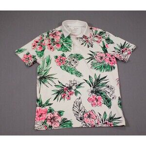 Mens Under Armour The Playoff Polo Pink Floral AOP Golf Performance Shirt Sz L